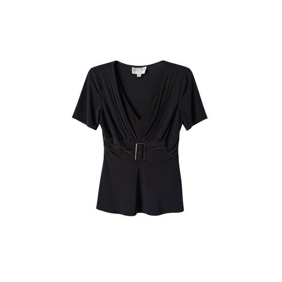 Julian Taylor Tops - Julian Taylor Babydoll Top Pleated V-Neck Belted Waist Y2K Business Clubwear 4P